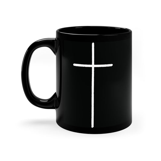 Minimalist Cross Mug, Black 11oz